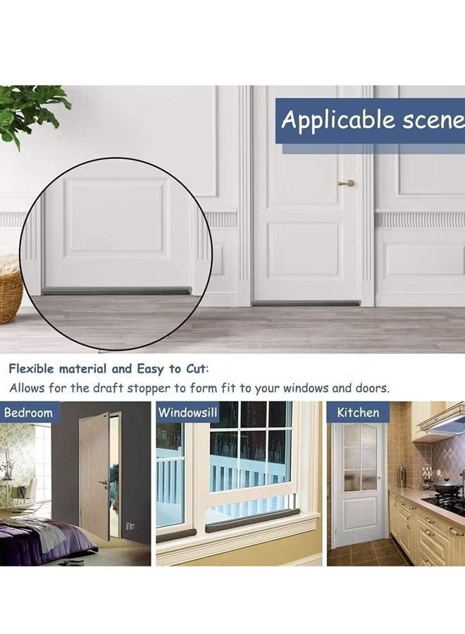 Large Door Draft Stopper for Bottom of Doors Under Door Draft Noise Blocker Gap Stoppers Door Draft Guard for Bottom of Doors Adjustable Twin Door Sweep Draft Seal Window Sealer（Black） - Image 5