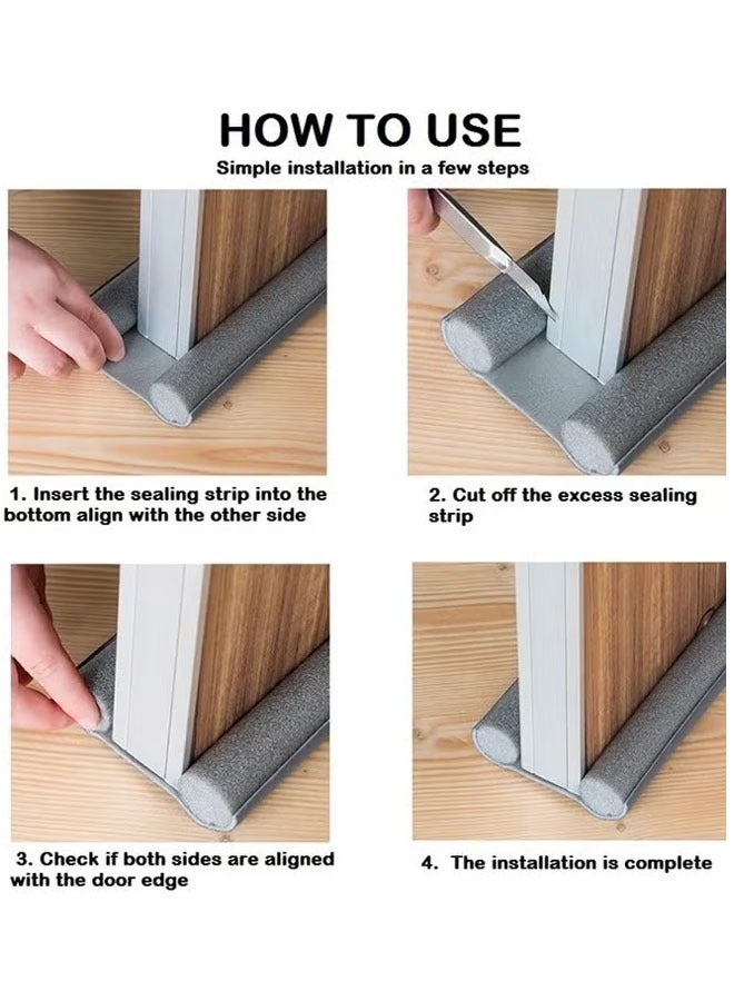 Large Door Draft Stopper for Bottom of Doors Under Door Draft Noise Blocker Gap Stoppers Door Draft Guard for Bottom of Doors Adjustable Twin Door Sweep Draft Seal Window Sealer（Black） - Image 3