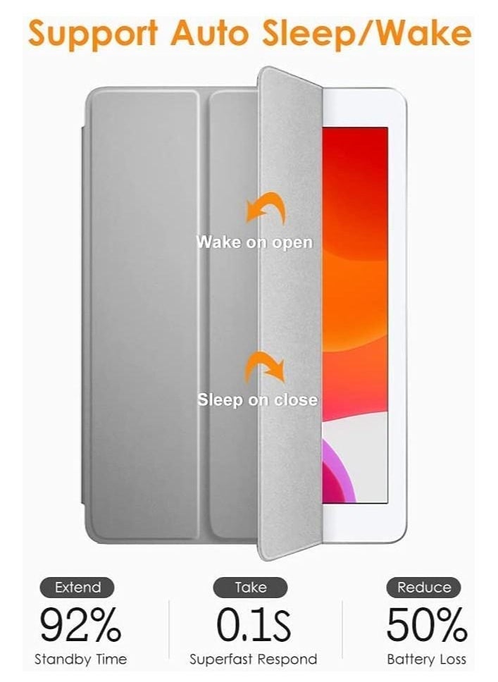 iPad 9th/8th/7th Generation case (2021/2020/2019) iPad 10.2-Inch Case with Pencil Holder [Sleep/Wake] Slim Soft TPU Back Smart Magnetic Stand Protective Cover Cases (Gray) - Image 1