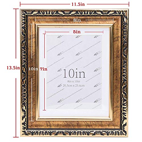 Beyond Your Thoughts 8x10 Picture Photo Frame (1 Pack Real Glass Antique with Matted for 5X7 Gold Color, Vertical or Horizontal, Table Top and Wall Mounting Display - Image 2