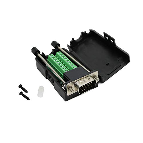 Twinkle Bay D-SUB DB15 Male 15Pin Jack Port to Terminal Breakout Board Connector 3Row Plug, DR15 VGA Male with Case - Image 1