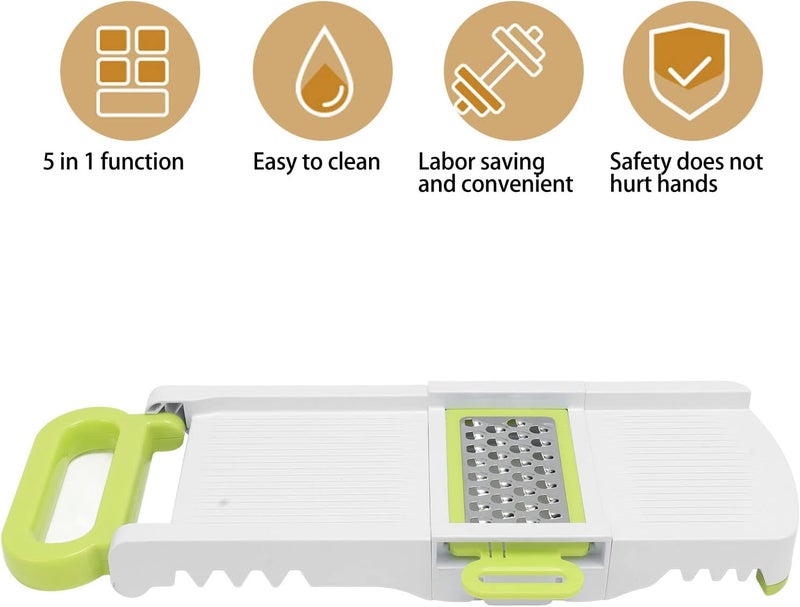 klarako 5 Blades Mandoline Slicer for Kitchen, Stainless Steel Vegetable Chopper, Removable Vegetable Cutter with Foldable Stand, Mandoline Food Slicer for Fruits Potato Onion Tomato - Image 3