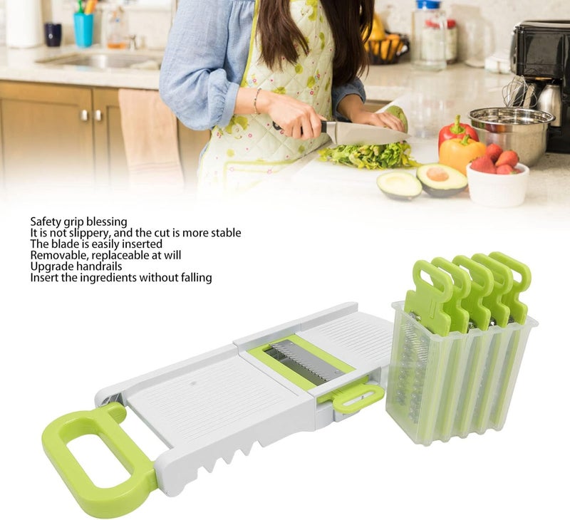 klarako 5 Blades Mandoline Slicer for Kitchen, Stainless Steel Vegetable Chopper, Removable Vegetable Cutter with Foldable Stand, Mandoline Food Slicer for Fruits Potato Onion Tomato - Image 4
