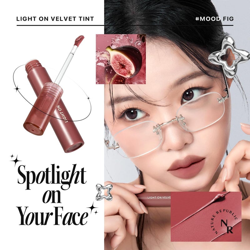 Nature Republic Light on Velvet Tint (05 MOOD FIG) | High Pigment, Weightless Lip Tint with Velvety Matte Finish, Smooth Texture, Non-Sticky Formula - Image 2