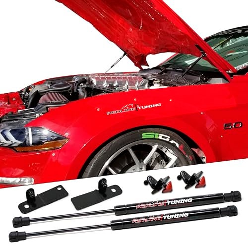 Redline Tuning 21-11035-02 Hood QuickLIFT Plus System Compatible with Ford Mustang 2015-2023 (All Black Bolt-in Components) - Image 1
