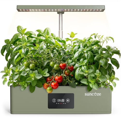 SUNCOZE Hydroponics Growing System Kit with 24W Dimmable Grow Light 12 Pods Indoor Herb Garden with Timer Local Time Setting Adjustable Height Smart Countertop Garden for Home Kitchen Green - Image 1