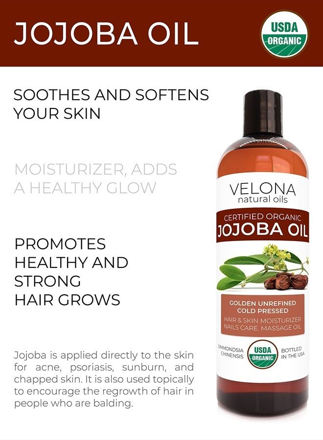 velona Jojoba Oil USDA Certified Organic - 16 oz (With Pump) | 100% Pure and Natural | Golden, Unrefined, Cold Pressed, Hexane Free | Moisturizing Face, Hair, Body, Skin Care, Stretch Marks, Cuticles - Image 5