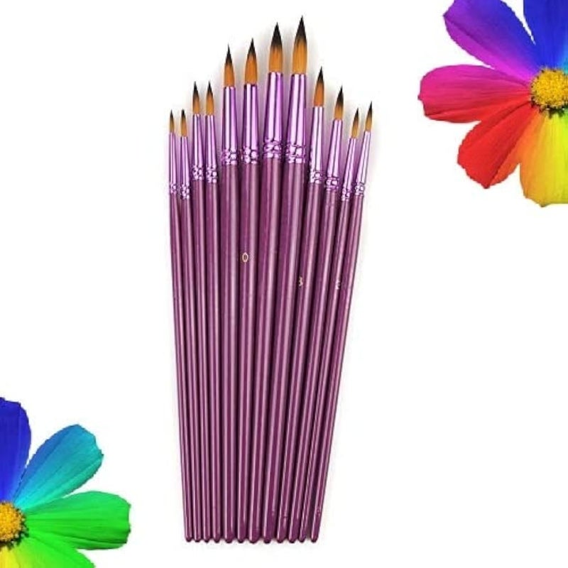 deziine DEZIINE 12 PCS Round Different Size Artist Fine Nylon Hair Paint Brush Set for Watercolor Acrylic Oil Painting Brushes Drawing Art Supplies Size: 1-12  - Image 1