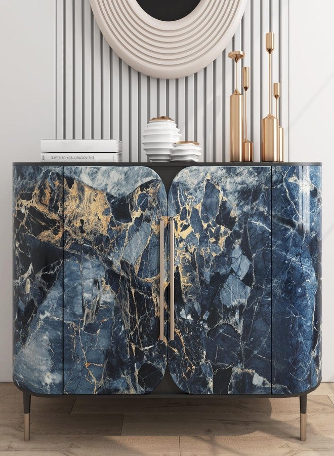 LaCheery Thick Blue Marble Contact Paper for Countertops 160 x 24 Inch Wide Peel and Stick Countertop Contact Paper Waterproof Marble Wallpaper Peel and Stick Kitchen Countertops Counter Covering Roll - Image 5