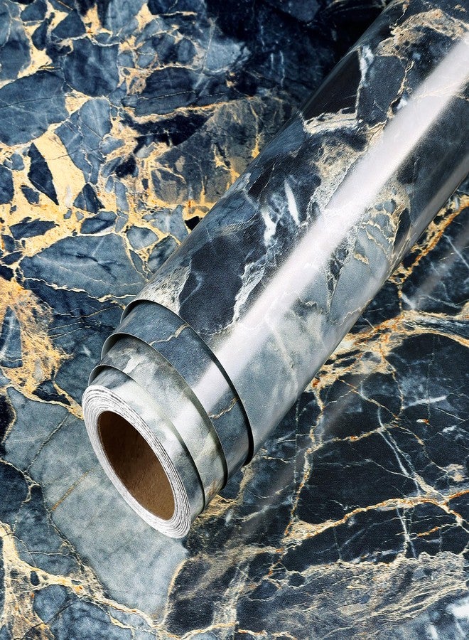 LaCheery Thick Blue Marble Contact Paper for Countertops 160 x 24 Inch Wide Peel and Stick Countertop Contact Paper Waterproof Marble Wallpaper Peel and Stick Kitchen Countertops Counter Covering Roll - Image 1