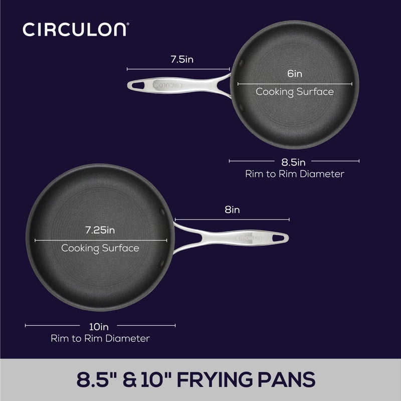 Circulon Scratch Defense Stainless Steel Frying Pan Set with Extreme Non Stick: 22cm x 25cm Non Stick Frying Pan Set, Induction and All Hob Suitable - Image 2