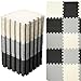 Nuanchu 60 PCS Kids Foam Puzzle Floor Mat Bulk Solid Color Foam Play Mat with Borders Interlocking Multi Use Floor Rug for Children 12 InchBlack White Gray - Image 2