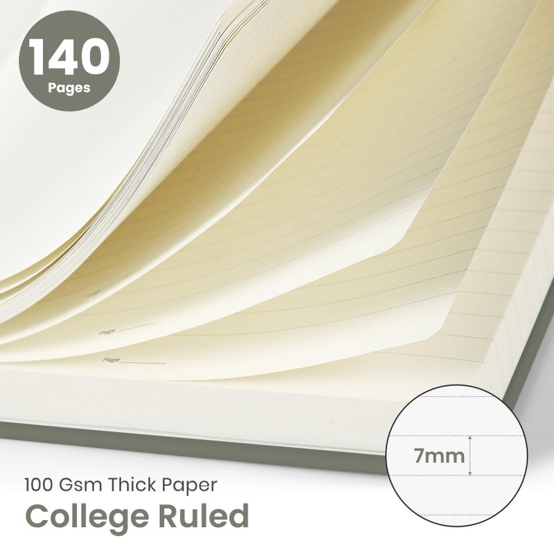 Taja Lined Spiral Journal Notebook for Women & Men, 140 Pages, College Ruled Hardcover Notebook for Work & Note Taking, Journals for Writing, A5(5.7" x 7.9") â€“ Stone Gray - Image 2