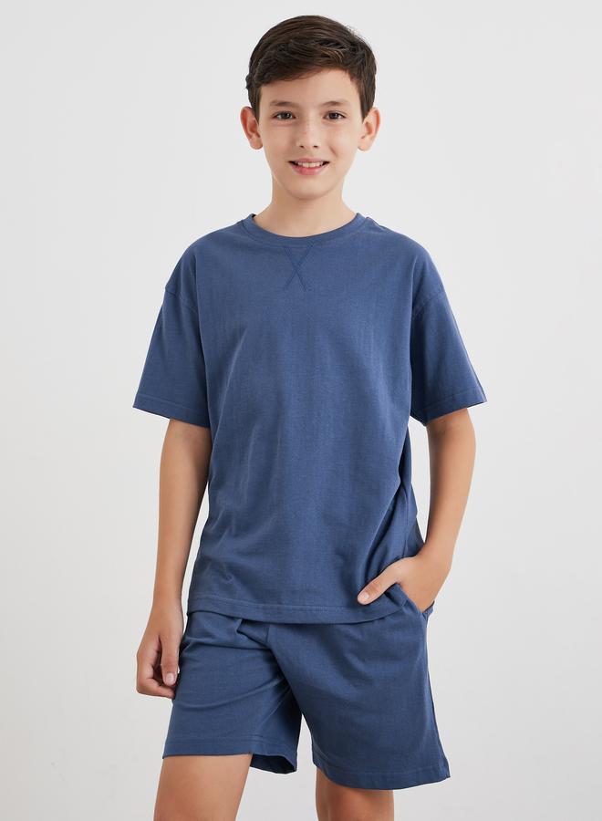 Styli Solid Cotton T-Shirt and Shorts Set - Image 2