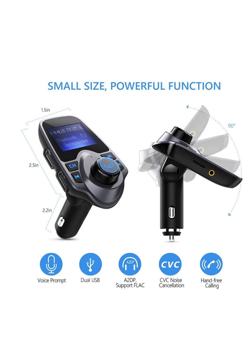 RDN - T11 Wireless Bluetooth FM Transmitter Handsfree Car Kit MP3 Player Wireless Bluetooth Adapter Wth Dual USB Port - Image 1
