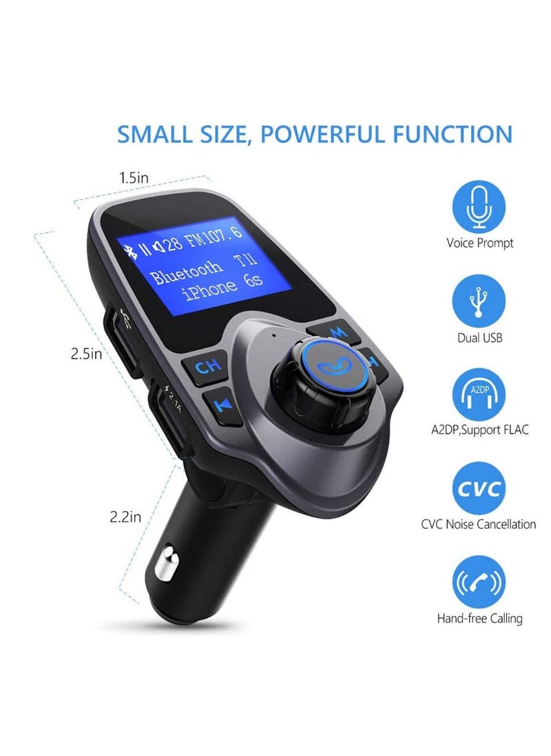 RDN - T11 Wireless Bluetooth FM Transmitter Handsfree Car Kit MP3 Player Wireless Bluetooth Adapter Wth Dual USB Port - Image 1