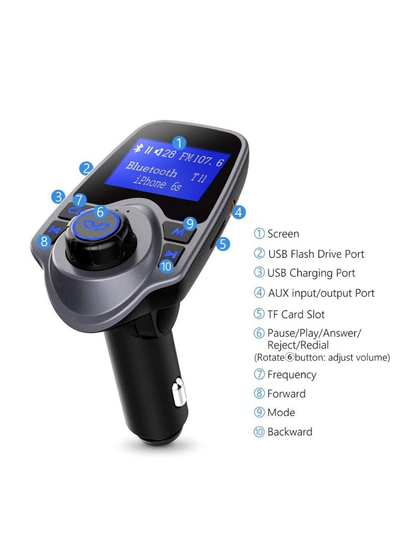 RDN - T11 Wireless Bluetooth FM Transmitter Handsfree Car Kit MP3 Player Wireless Bluetooth Adapter Wth Dual USB Port - Image 1