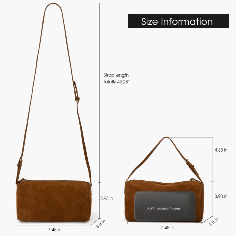 DONNAIN Premium Suede Leather Crossbody Purses for Women, Small Shoulder Bag with Adjustable Strap and Crossbody Hobo Bag (Brown) - Image 4
