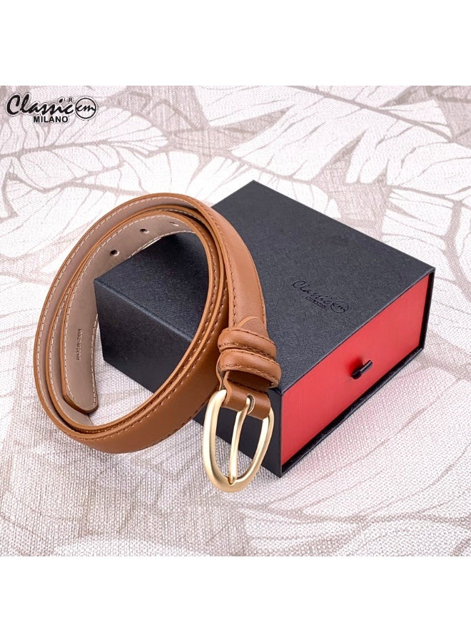 Classic Milano Women's Belt with Gift Box | Faux Leather Ladies Belt for Dresses, Jeans & Gowns | Stylish Womens Belt | Adjustable Girls Belt | Belt for Women with Elegant Buckle - Image 5