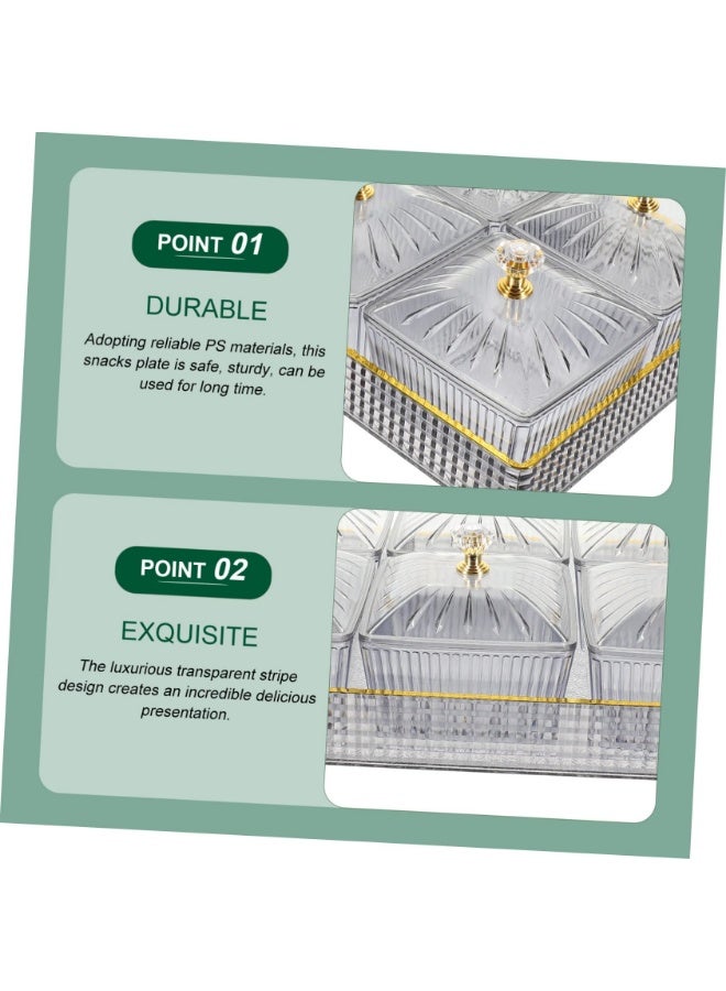 وانغبانغزي ٦ قطع صينية وجبات خفيفة مقسمة مع غطاء – صواني أنيقة لفواكه، مكسرات، حلويات، مقبلات وحفلات – أطباس تقديم بلاستيكية بمقبض - Image 5