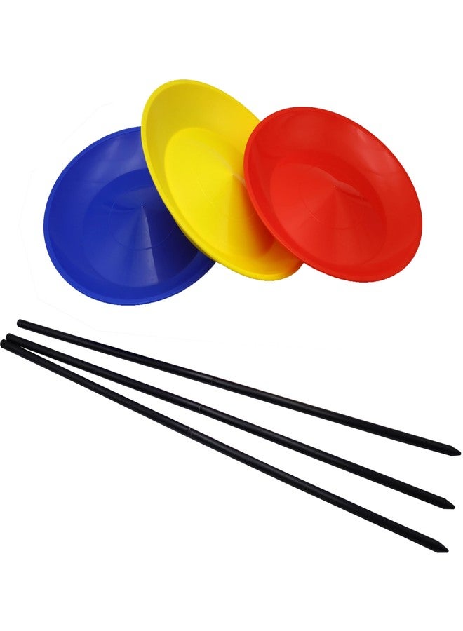 PEHHAH Juggling Spinning Plates Set of 3 with Sticks for Game Toys and Circus Skills - Image 1