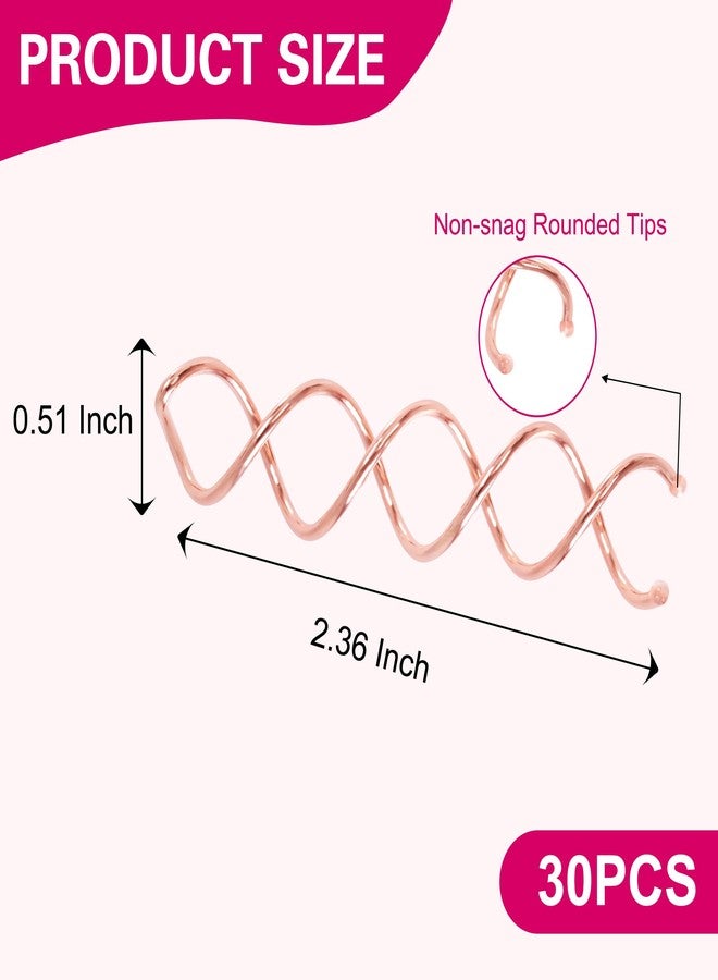 TaShow 30 قطعة دبابيس شعر حلزونية، 3 ألوان دبابيس دوارة للشعر، دبابيس شعر حلزونية من سبائك، دبابيس شعر حلزونية لتجعيد الشعر مع أطراف مدورة غير خادشة للنساء (2.36 بوصة) - Image 2