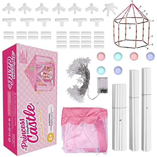Volscity Princess Tent with LED Star LightsKids Castle Play Tent for GirlsLarge Playhouse Girl Toy Gifts Age 3Indoor and Outdoor Games 555x 53DxH - Image 5