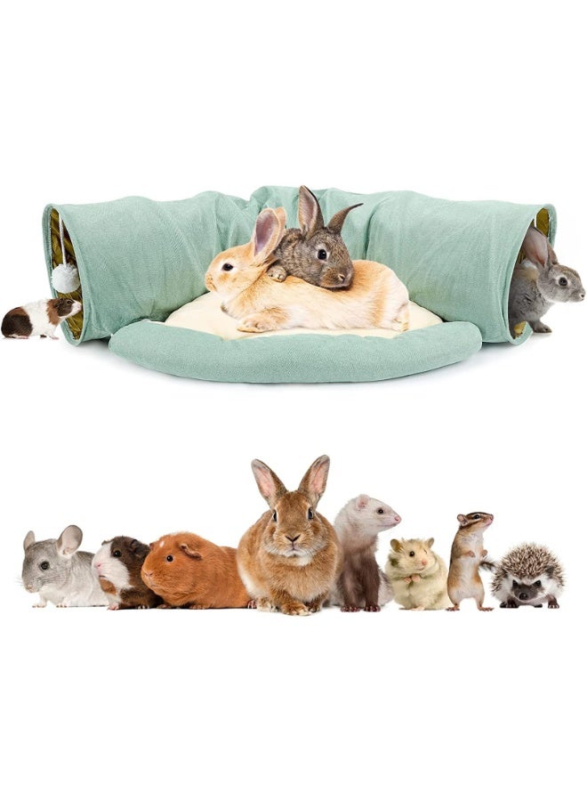 Generic Bunny Tunnel Bed, 2-in-1 Collapsible Rabbit Tunnel Tubes Toys with Removable Mat Bunny Hideout for Cats Kittens Rabbits Bunny Guinea Pigs Kitty  - Image 1