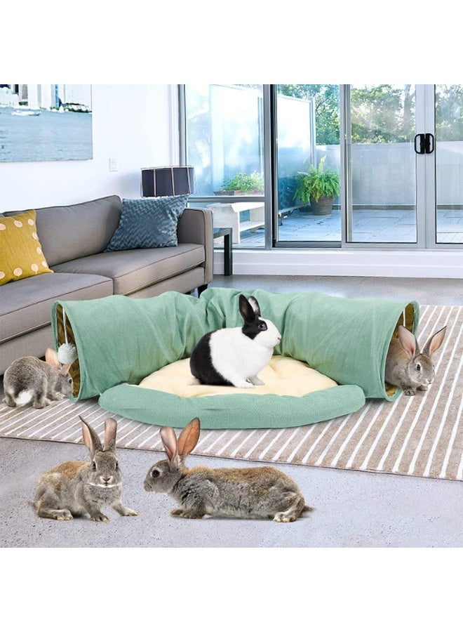 Generic Bunny Tunnel Bed, 2-in-1 Collapsible Rabbit Tunnel Tubes Toys with Removable Mat Bunny Hideout for Cats Kittens Rabbits Bunny Guinea Pigs Kitty  - Image 4