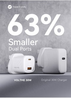 VOLTME 30W GaN3 Dual Port USB-C Power Adapter | Fast Charging Wall Charger for iPhone 16 Pro/Max/Plus Series, iPhone 15 Pro/Max/15/15 Plus, iPhone 14/13/12, iPad, MacBook Air, Samsung Galaxy S24/S23/S22/S21, and More | PD 30W for Efficient Power Delivery- White  - Image 4