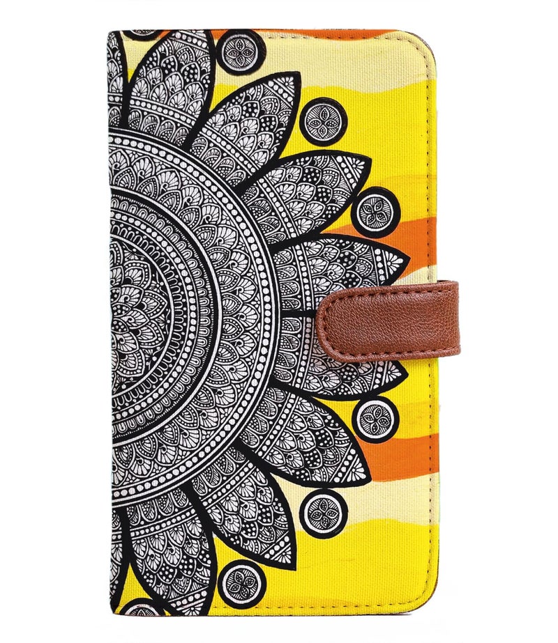 Kalankit Ladies Wallet for Women | Vegan Leather Travel Passport Wallet | Bi-Fold Long Purse for Woman, Gift Items for Women, Passport Holder | Yellow Hues - Image 1