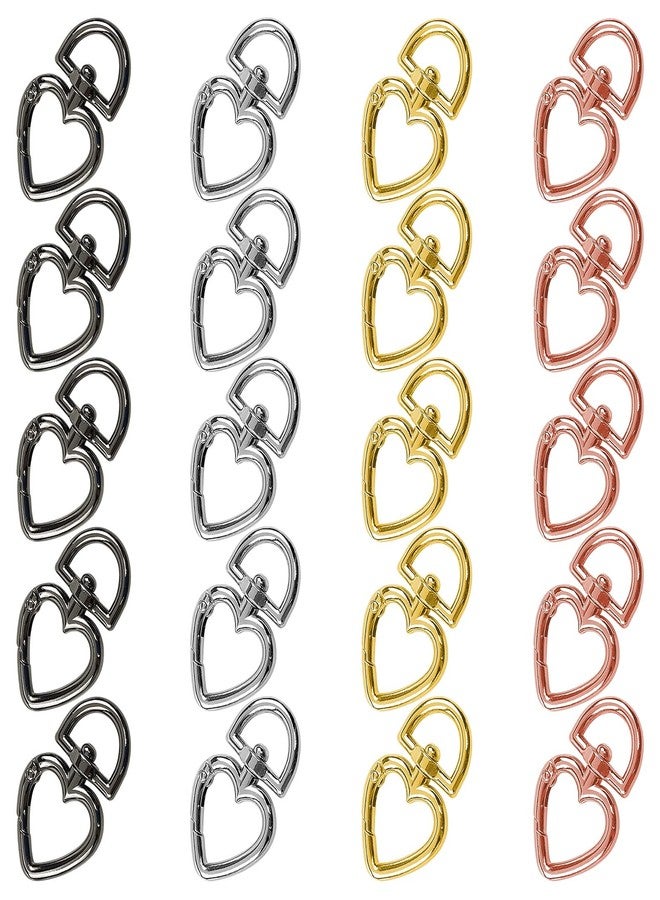 Oubaka 20Pcs Heart Shaped Carabiner Swivel Snap Clip, 4 Colors Trigger Spring Buckle with Swivel Clasps D Ring Keychain Carabiner Clip Hooks Spring Keyring for DIY Key Chains, Bags, Purses - Image 1