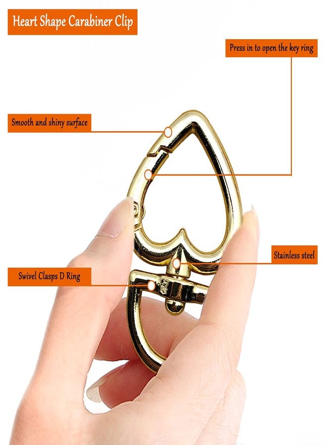 Oubaka 20Pcs Heart Shaped Carabiner Swivel Snap Clip, 4 Colors Trigger Spring Buckle with Swivel Clasps D Ring Keychain Carabiner Clip Hooks Spring Keyring for DIY Key Chains, Bags, Purses - Image 5
