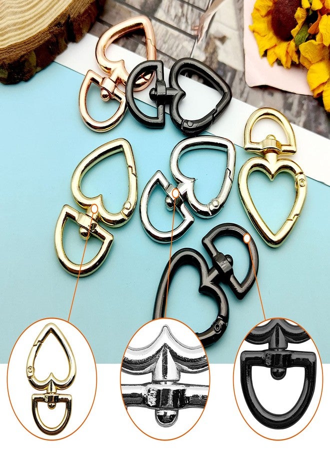 Oubaka 20Pcs Heart Shaped Carabiner Swivel Snap Clip, 4 Colors Trigger Spring Buckle with Swivel Clasps D Ring Keychain Carabiner Clip Hooks Spring Keyring for DIY Key Chains, Bags, Purses - Image 4