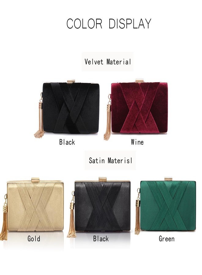 CARIEDO Velvet Evening Clutch Purse for Women - Bridal Wedding Guest Bag, Elegant Gift for Bride Family, Black Tie Events & Formal Occasions - Image 4