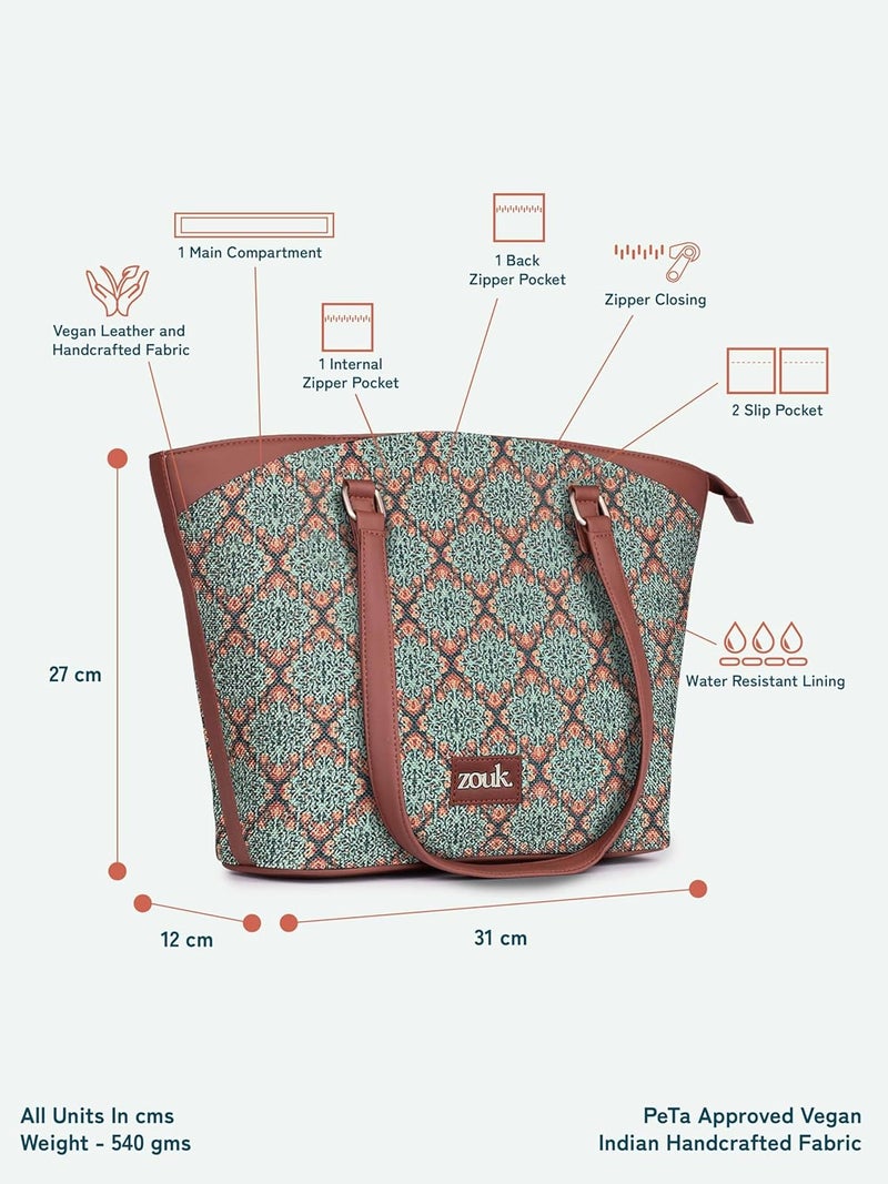 ZOUK حقيبة سفر كلاسيكية مطبوعة نباتية للسيدات - Image 4