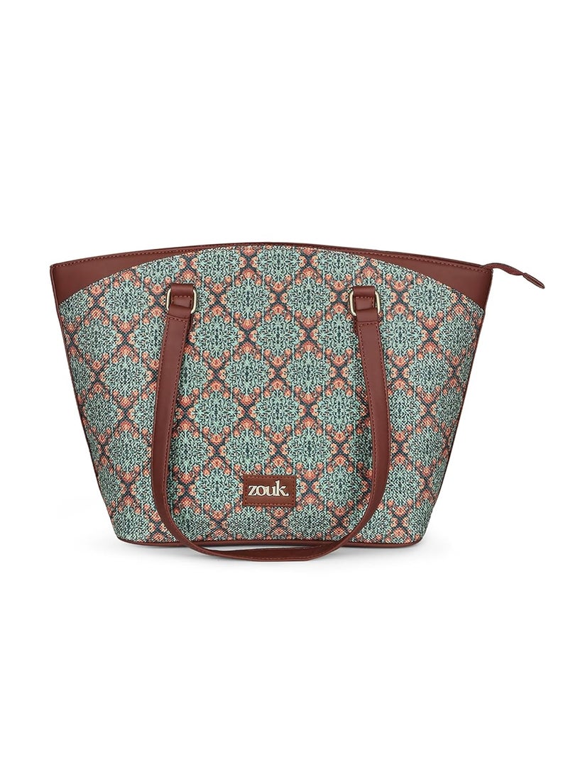 ZOUK حقيبة سفر كلاسيكية مطبوعة نباتية للسيدات - Image 1