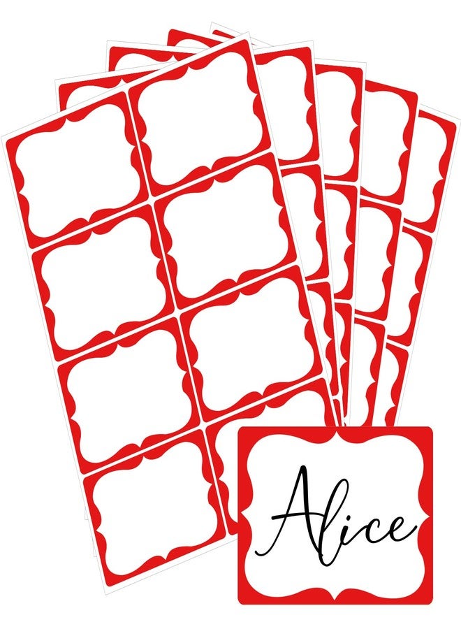 labelon Red Name Tag Stickers, 2"x 3" Holiday Gift Tag Stickers with Red Border 200 Pcs Adhesive Name Sticker Name Badges Labels for Holiday Gift, School, Office, Home, Party - Image 1