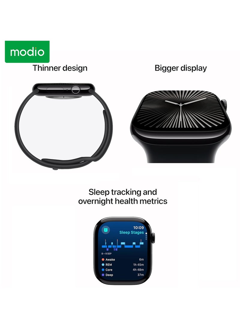 Modio MW11 Smartwatch 2.2 Inch Full Screen Display with 3 Interchangeable Straps and Charging Cable For Ladies and Gents Silver - Image 4