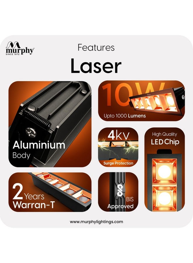 MURPHY Murphy 10W Rose Gold Finish Square Laser LED Ceiling COB Spot, Focus, Down Ceiling Light, Ceiling Pop Light (Warm White, Pack of 4), with 2 Years Warranty - Image 3
