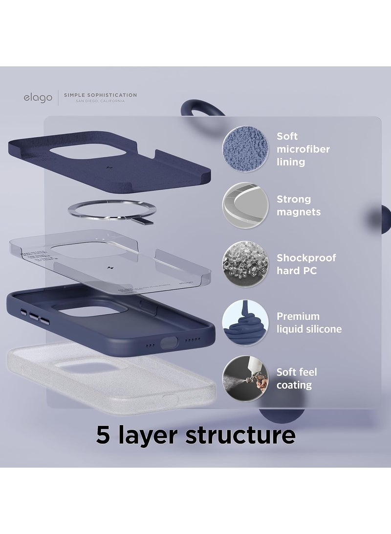 Elago Magnetic Liquid Silicone for iPhone 15 PRO Case Cover with MagSafe Shockproof - Jean Indigo - Image 4