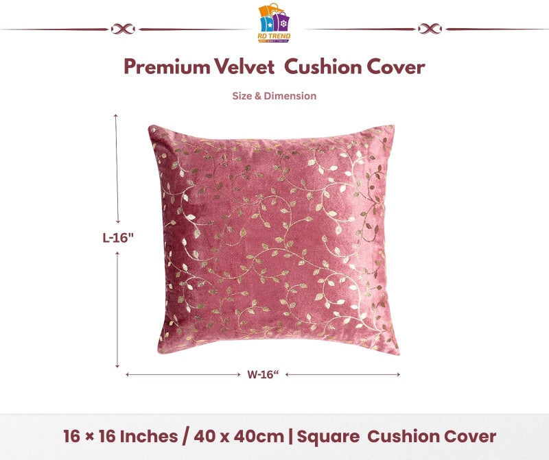 RD TREND® Premium Velvet Cushion Covers Set of 5 | Soft Decorative Throw Pillow Covers for Sofa, Bed & Living Room | Cushion Cover 16 inch x 16 inch (40x40 cm) Dusty Rose - Image 2