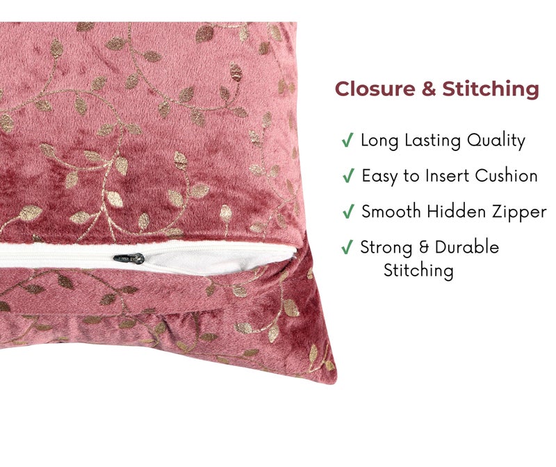 RD TREND® Premium Velvet Cushion Covers Set of 5 | Soft Decorative Throw Pillow Covers for Sofa, Bed & Living Room | Cushion Cover 16 inch x 16 inch (40x40 cm) Dusty Rose - Image 4
