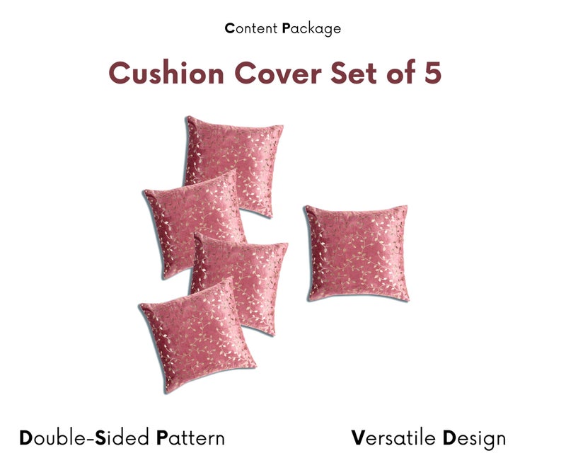 RD TREND® Premium Velvet Cushion Covers Set of 5 | Soft Decorative Throw Pillow Covers for Sofa, Bed & Living Room | Cushion Cover 16 inch x 16 inch (40x40 cm) Dusty Rose - Image 5