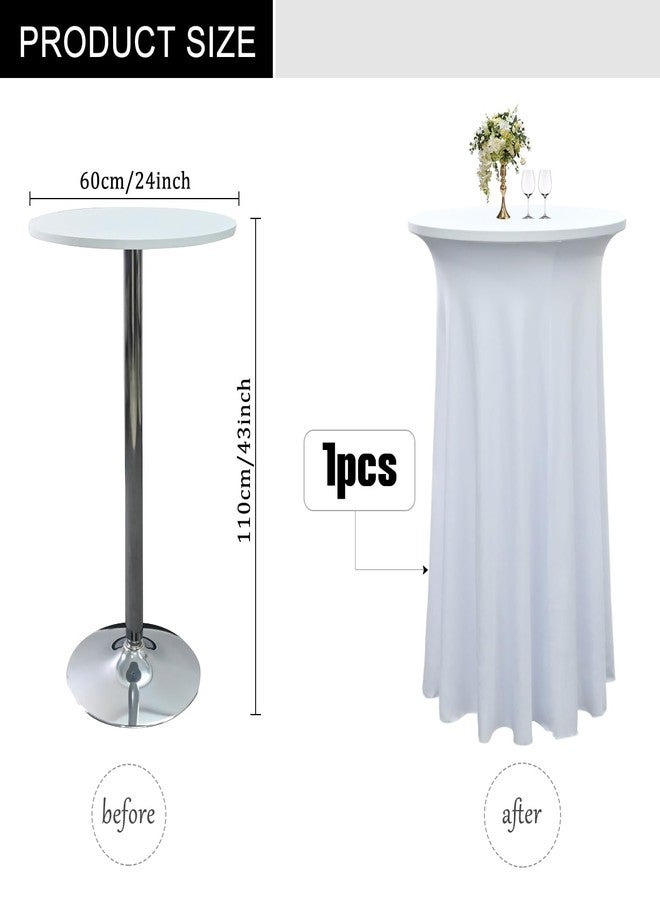 Yoquare 1 Pack 24"x43" White Round Cocktail Table Skirt| Cocktail Spandex Tablecloth |Spandex Fitted High Top Table with Skirt|Stain 、Wrinkle Resistant、Washable for Bar Wedding Cocktail Party Banquet Table - Image 3