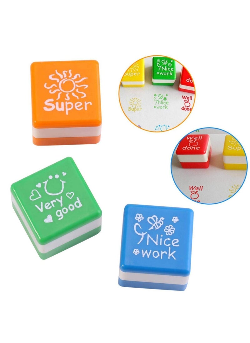 Y&D Self-Inking Stamps, DIY Cartoon Reward Stamps Praise Stickers Teacher Motivational Comments Stamp Set (6 Pieces)  - Image 2