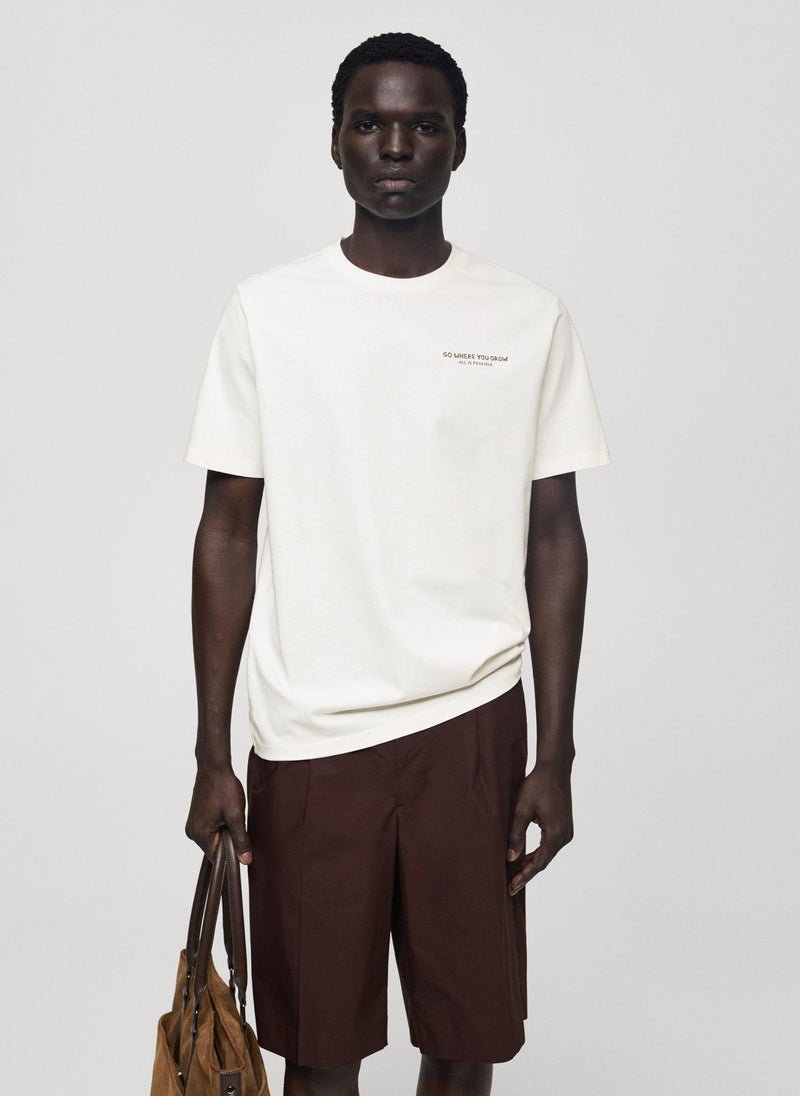 Mango Man Crwe Neck Slim Fit Printed  T-Shirt  - Image 1