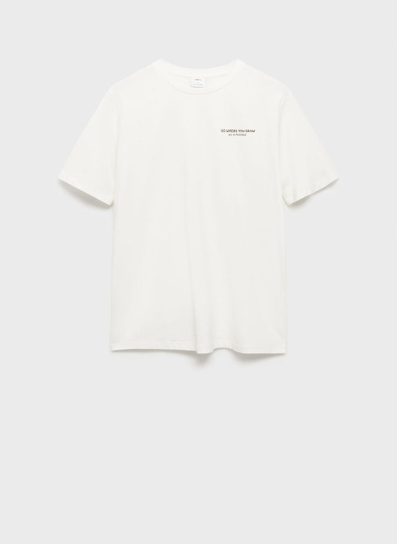 Mango Man Crwe Neck Slim Fit Printed  T-Shirt  - Image 5