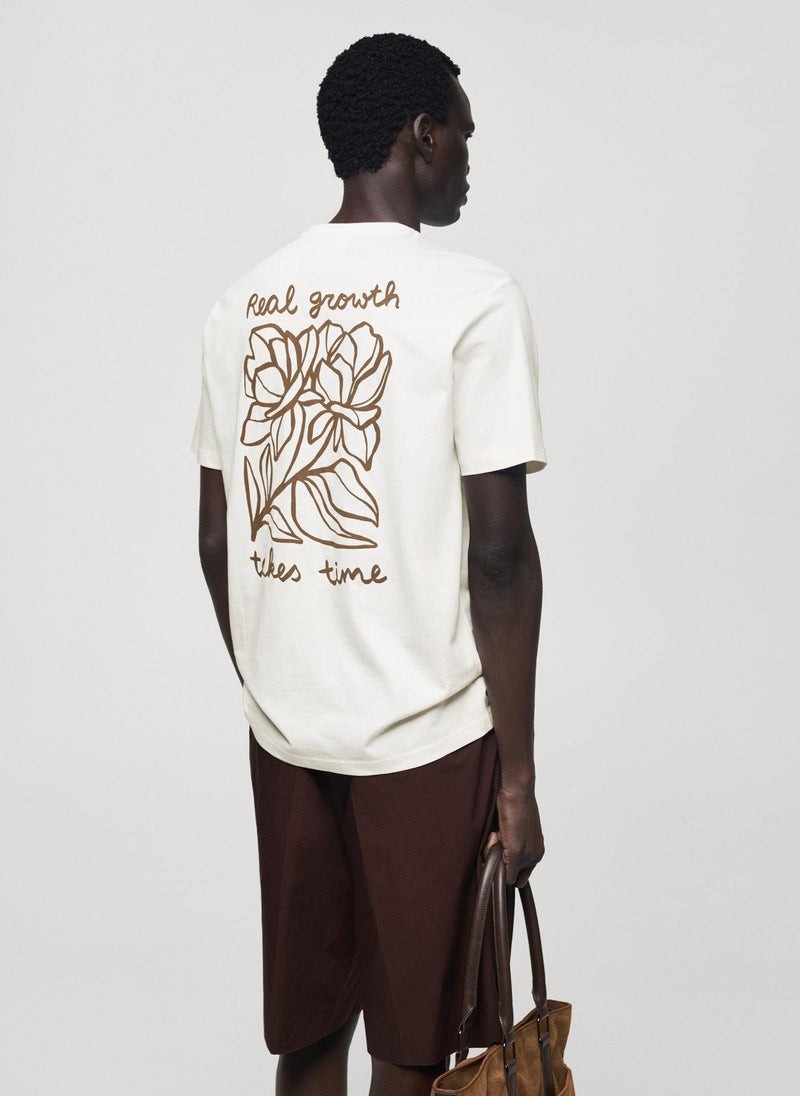 Mango Man Crwe Neck Slim Fit Printed  T-Shirt  - Image 2
