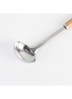 DANUBE HOME Danube Essential Ladle Stainless Steel Beech Wood Serving Ladle High Quality Serving Utensil Versatile Cooking Tool For Home Kitchen & Dining Room L31xW8.5xH7cm Clear  - Image 2